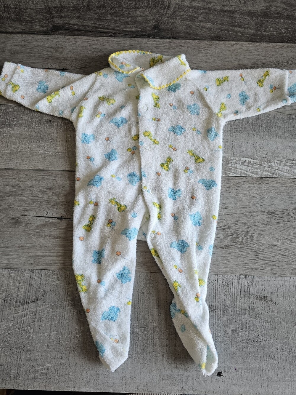 Vintage Dimi by Kessler 2 Baby Romper Sleeper Animals Balloons #11